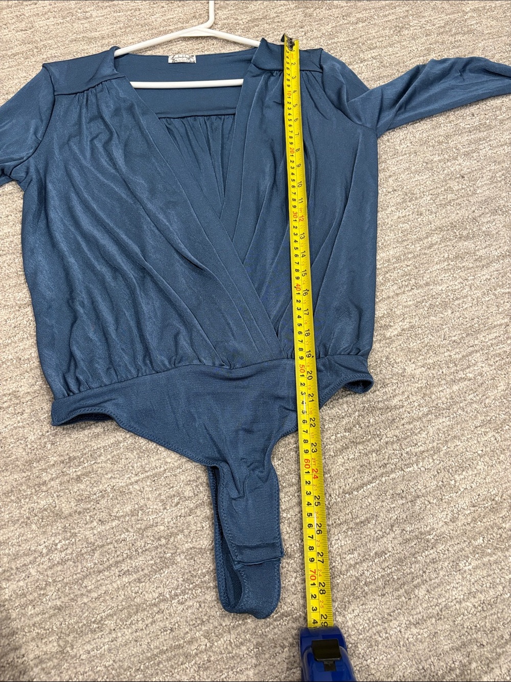 Free People Blue Surplice Long Sleeve Bodysuit Size M - Picture 9 of 11